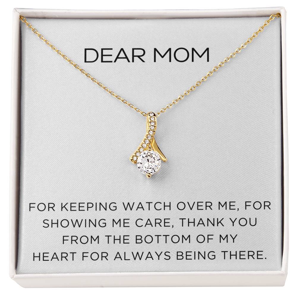 Enchanting Elegance Ribbon Necklace - Dear Mom For Keeping Watch Over Me - Classic Design