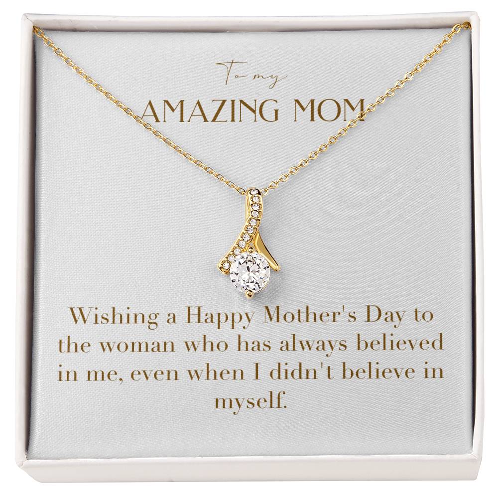 Enchanting Elegance Ribbon Necklace - Wishing a Happy Mother's Day to the Woman Who Has Always Believed in Me