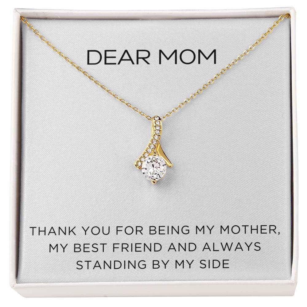 Enchanting Elegance Ribbon Necklace - Dear Mom Thank You for Being my Mother - Classic Design