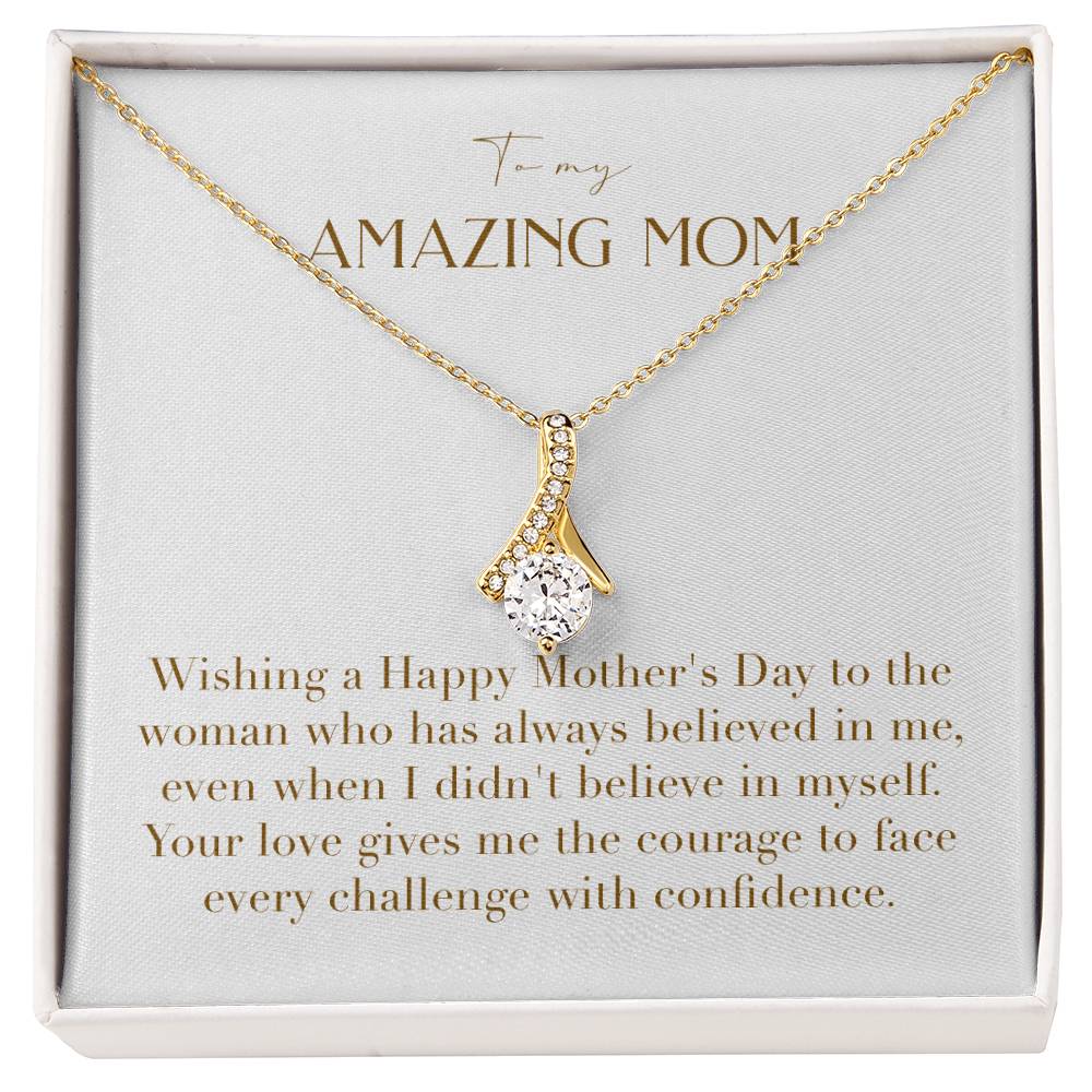 Enchanting Elegance Ribbon Necklace - Wishing a Happy Mother's Day to the Woman Who Has Always Believed in Me