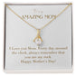 Enchanting Elegance Ribbon Necklace - I Love You Mom Every Day Around the Clock