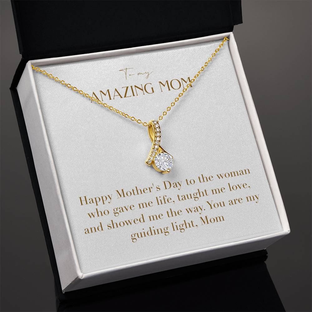 Enchanting Elegance Ribbon Necklace - Happy Mother's Day To The Woman Who Gave Me Life