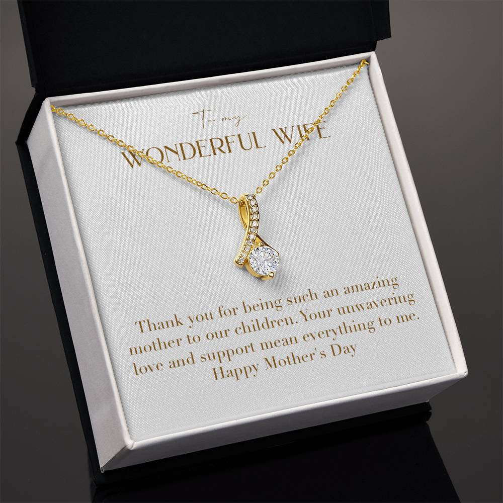 Enchanting Elegance Ribbon Necklace - Thank You For Being Such an Amazing Mother To Our Children