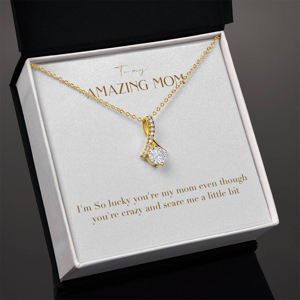 Enchanting Elegance Ribbon Necklace - I'm So Lucky You Are My Mom