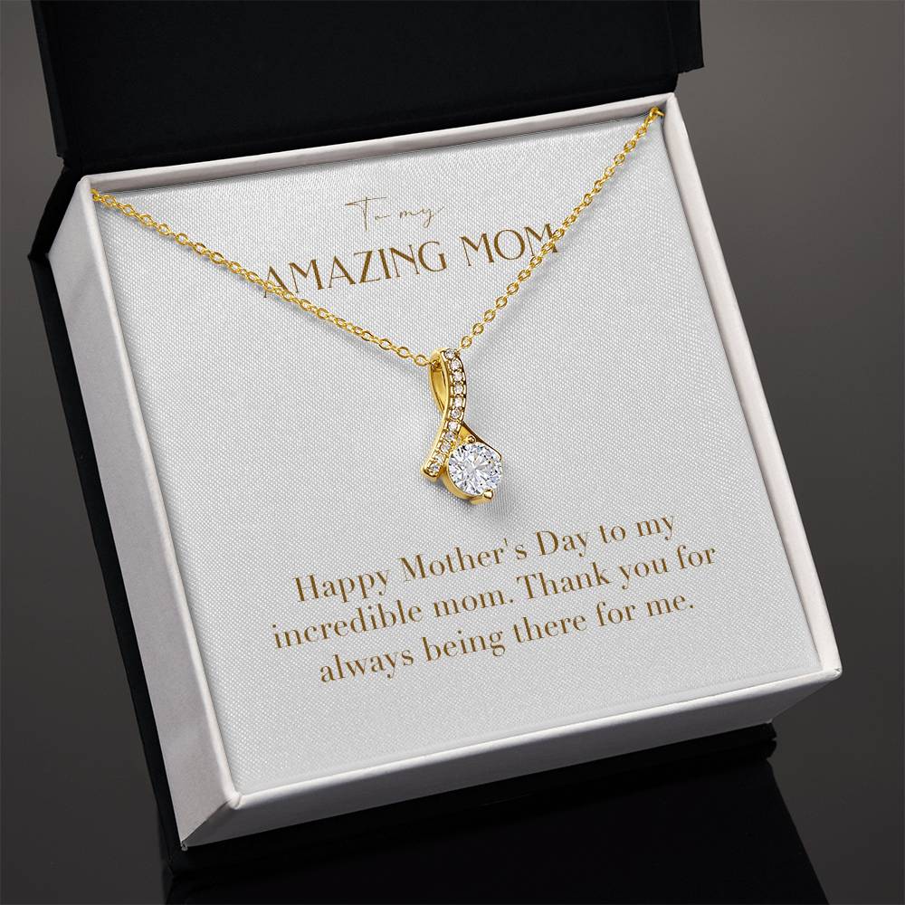 Enchanting Elegance Ribbon Necklace - Happy Mother's Day to My Incredible Mom