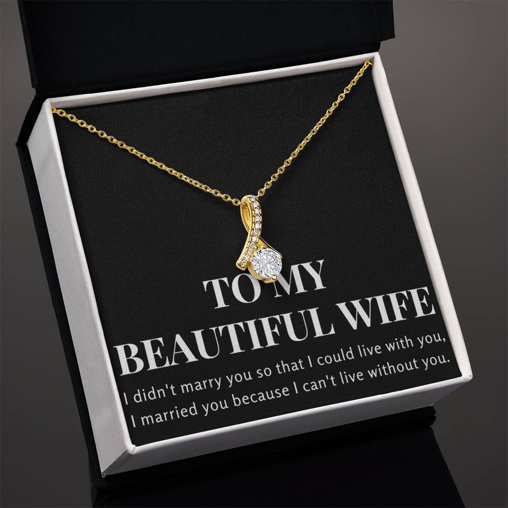 Enchanting Elegance Ribbon Necklace - To My Beautiful Wife - Flower Design