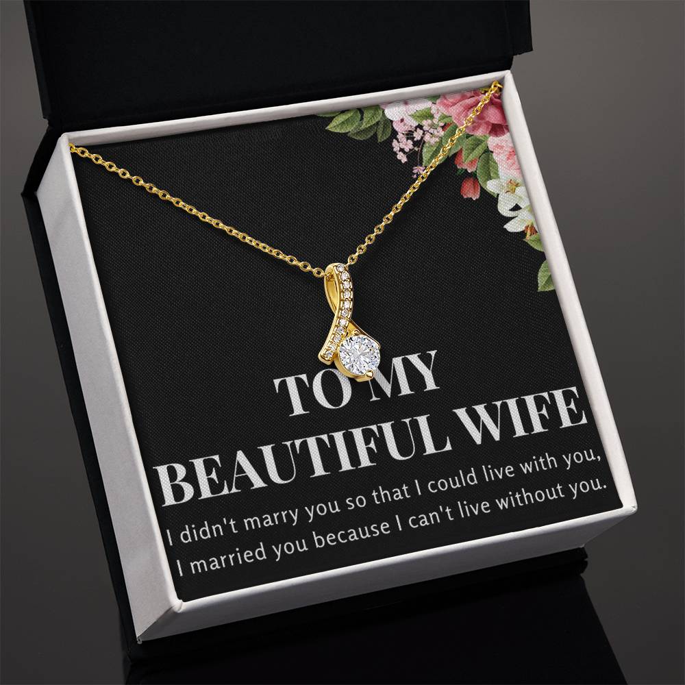 Enchanting Elegance Ribbon Necklace - To My Beautiful Wife