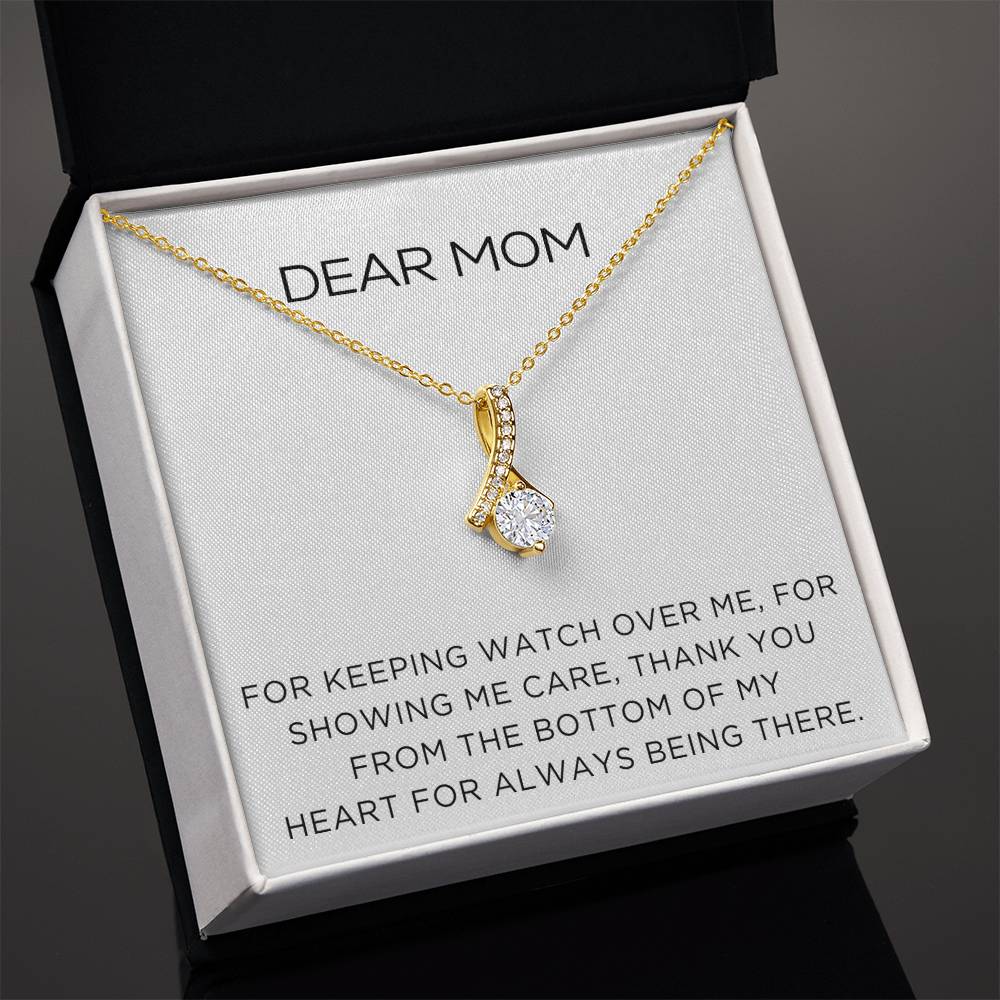 Enchanting Elegance Ribbon Necklace - Dear Mom For Keeping Watch Over Me - Classic Design