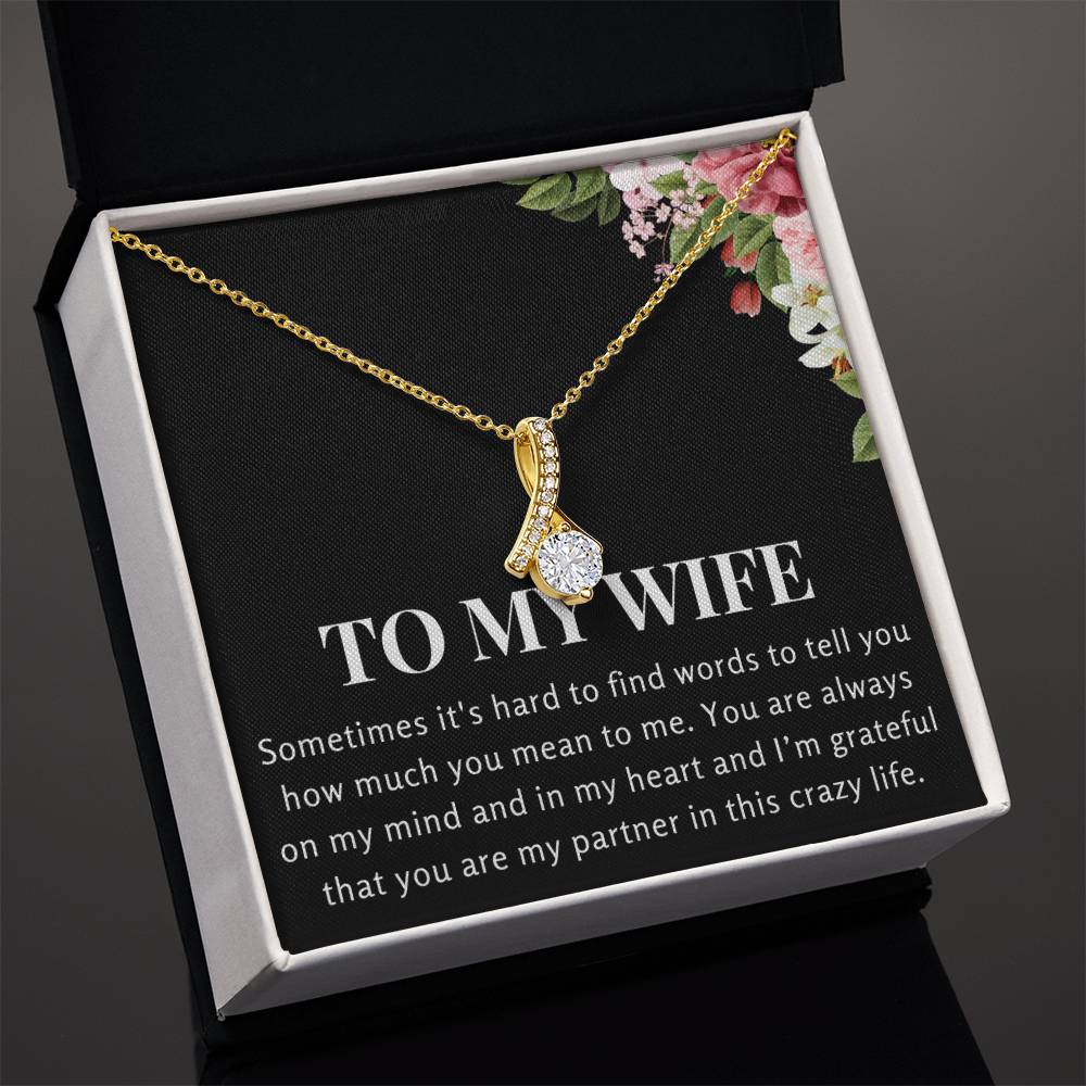 Enchanting Elegance Ribbon Necklace - Hard to Find Words - Flower Design