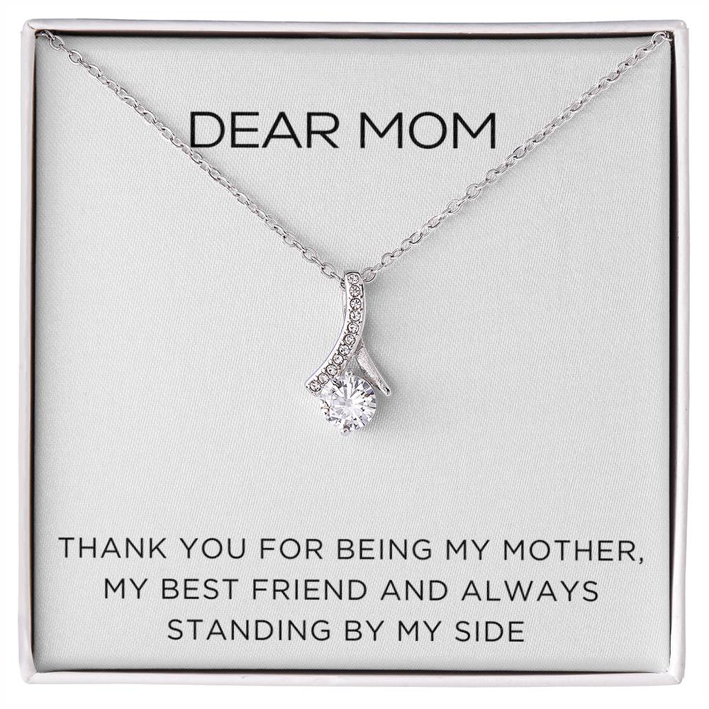 Enchanting Elegance Ribbon Necklace - Dear Mom Thank You for Being my Mother - Classic Design