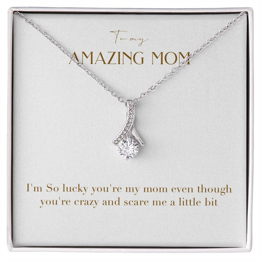 Enchanting Elegance Ribbon Necklace - I'm So Lucky You Are My Mom