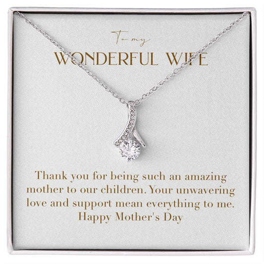 Enchanting Elegance Ribbon Necklace - Thank You For Being Such an Amazing Mother To Our Children