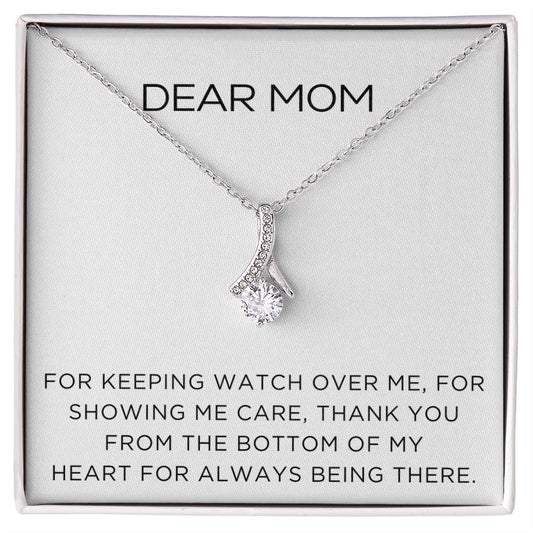 Enchanting Elegance Ribbon Necklace - Dear Mom For Keeping Watch Over Me - Classic Design