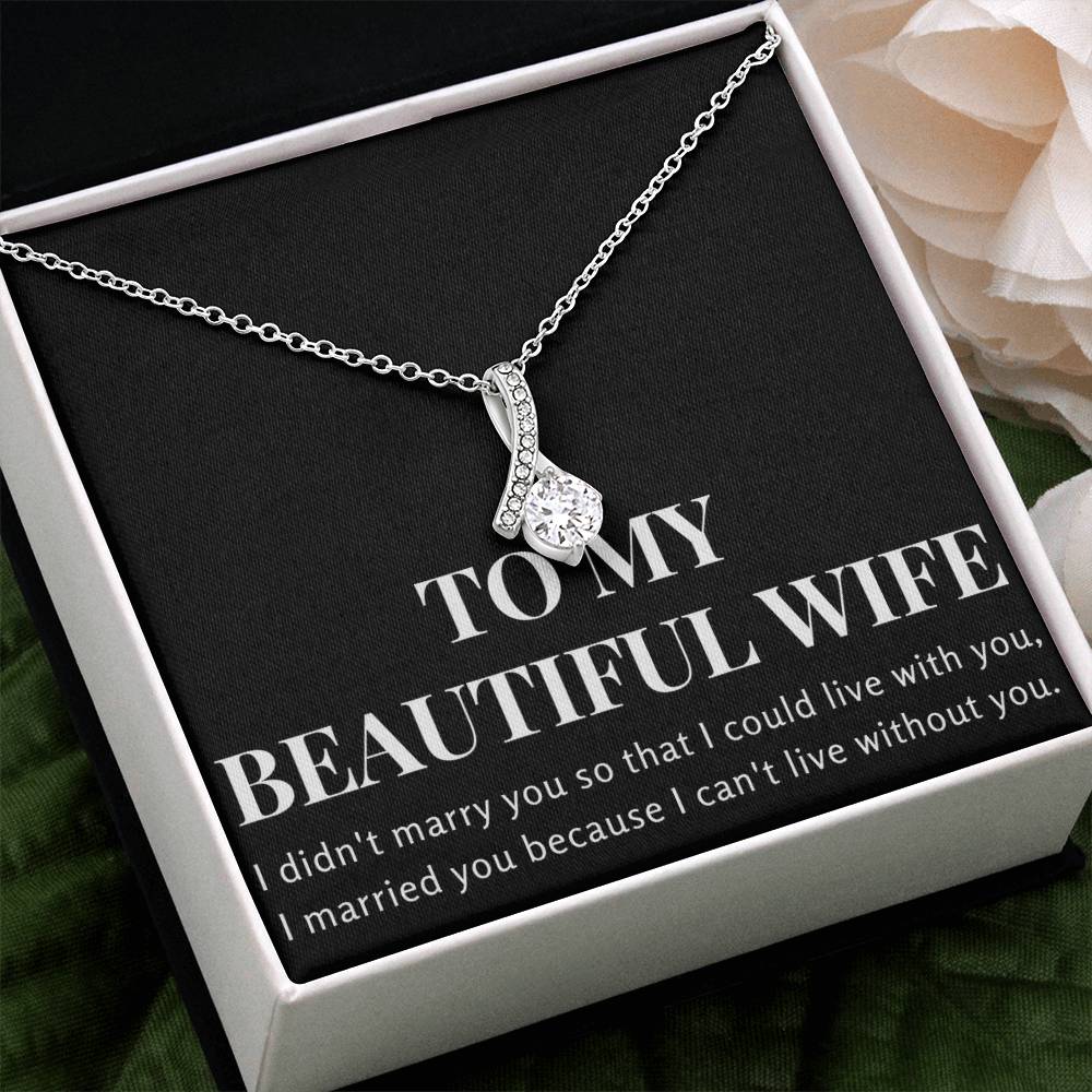 Enchanting Elegance Ribbon Necklace - To My Beautiful Wife - Flower Design