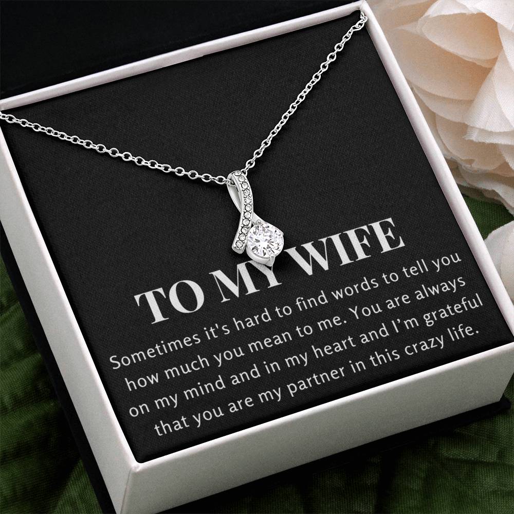 Enchanting Elegance Ribbon Necklace - Hard to Find Words - Black Design