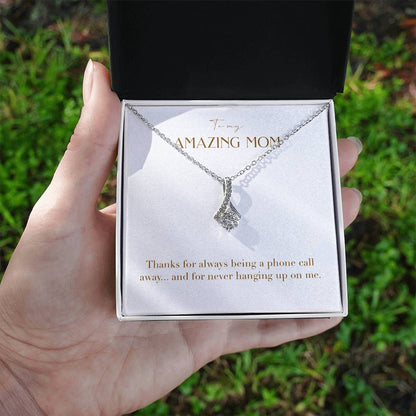 Enchanting Elegance Ribbon Necklace - Dear Mom For Keeping Watch Over Me