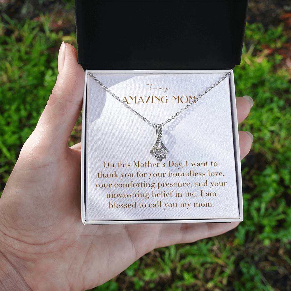 Enchanting Elegance Ribbon Necklace - On This Mother's Day I Want to Thank You