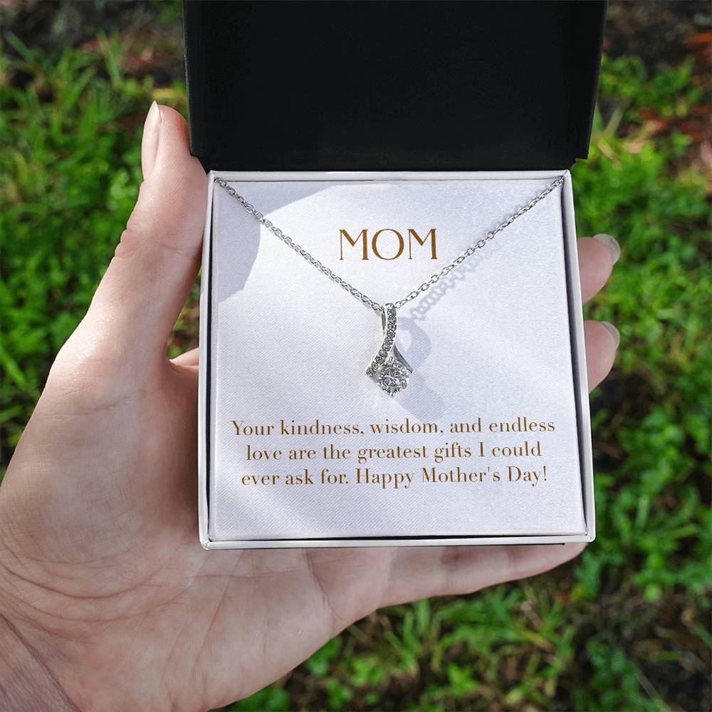 Enchanting Elegance Ribbon Necklace - Your Kindness Wisdom and Endless Love