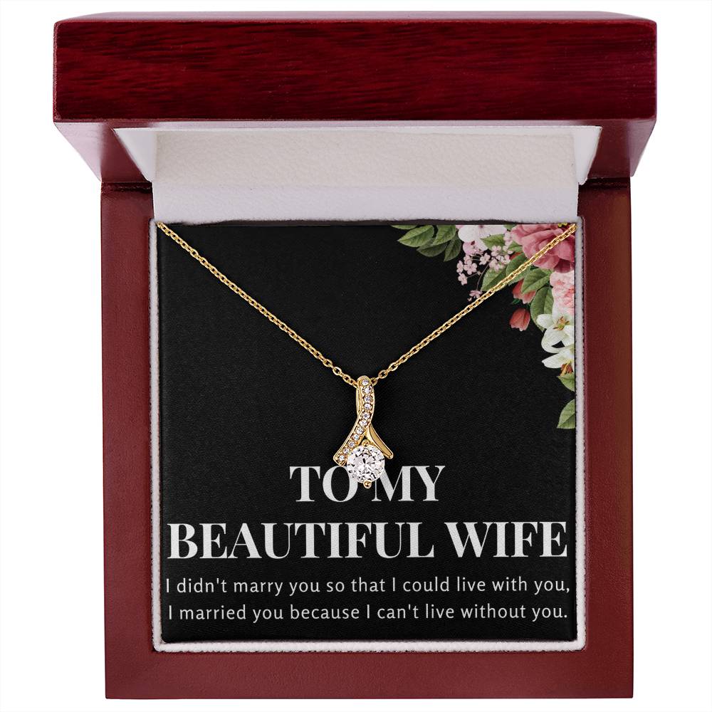 Enchanting Elegance Ribbon Necklace - To My Beautiful Wife