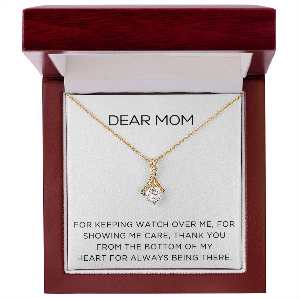 Enchanting Elegance Ribbon Necklace - Dear Mom For Keeping Watch Over Me - Classic Design