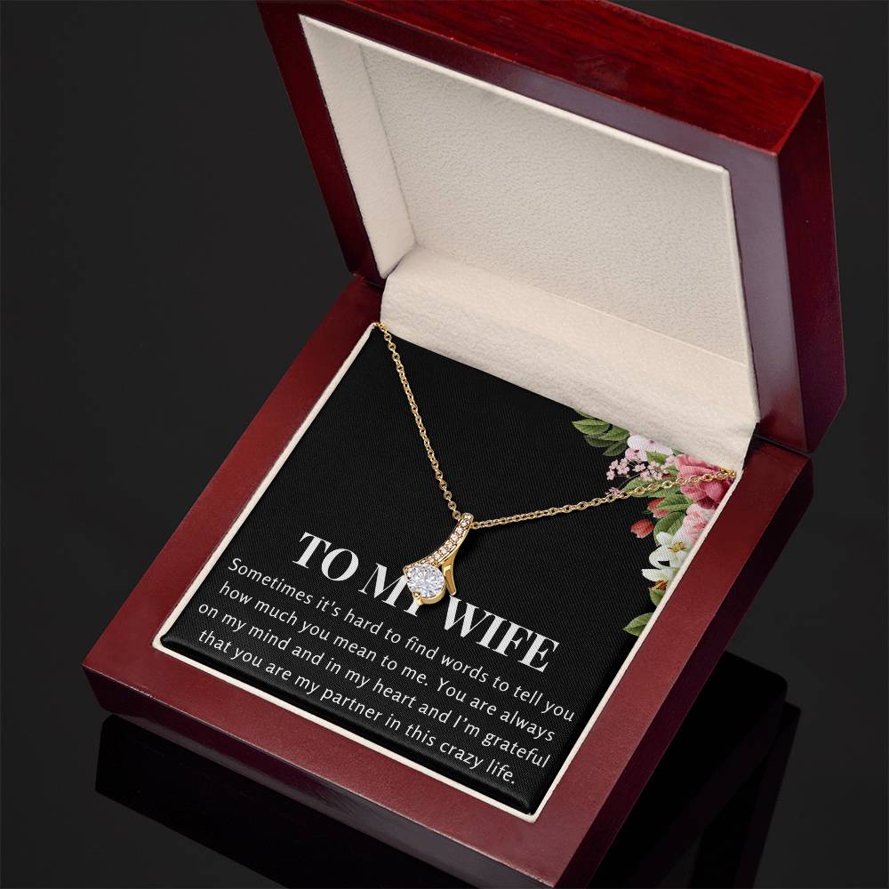 Enchanting Elegance Ribbon Necklace - Hard to Find Words - Flower Design