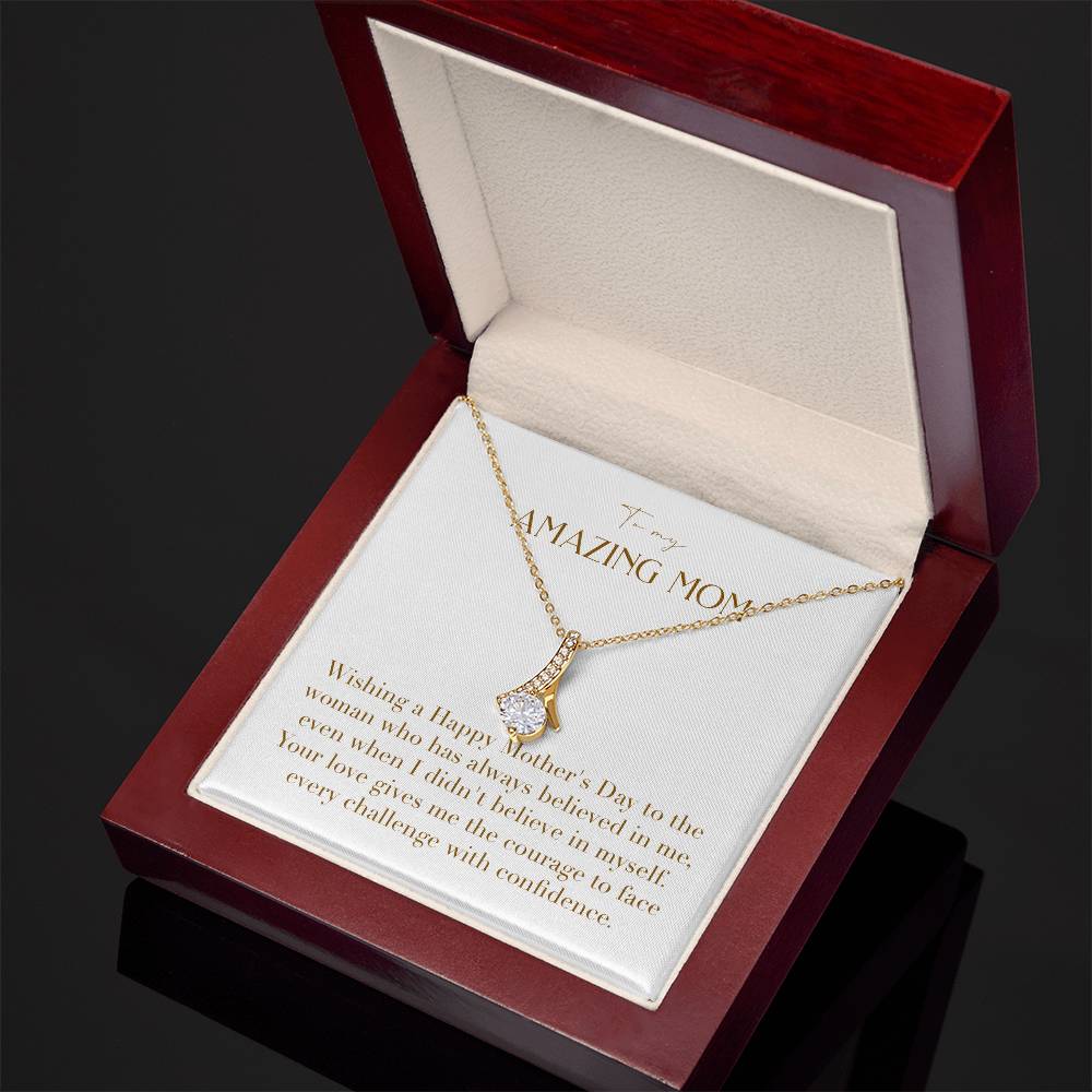 Enchanting Elegance Ribbon Necklace - Wishing a Happy Mother's Day to the Woman Who Has Always Believed in Me