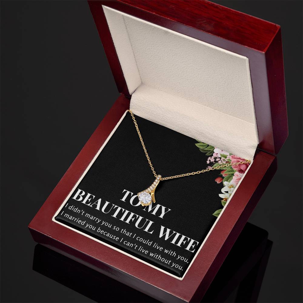 Enchanting Elegance Ribbon Necklace - To My Beautiful Wife