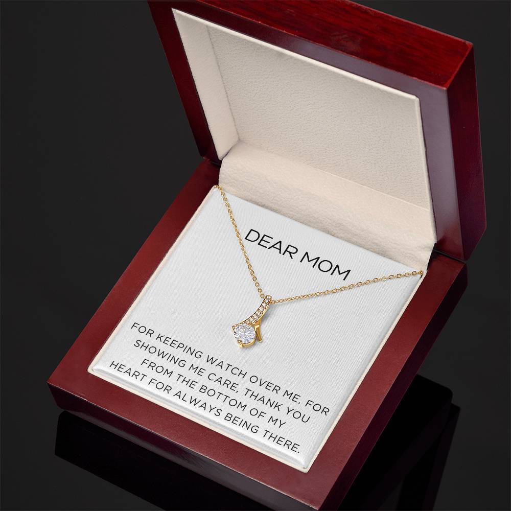 Enchanting Elegance Ribbon Necklace - Dear Mom For Keeping Watch Over Me - Classic Design