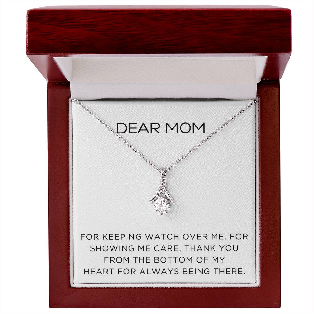 Enchanting Elegance Ribbon Necklace - Dear Mom For Keeping Watch Over Me - Classic Design