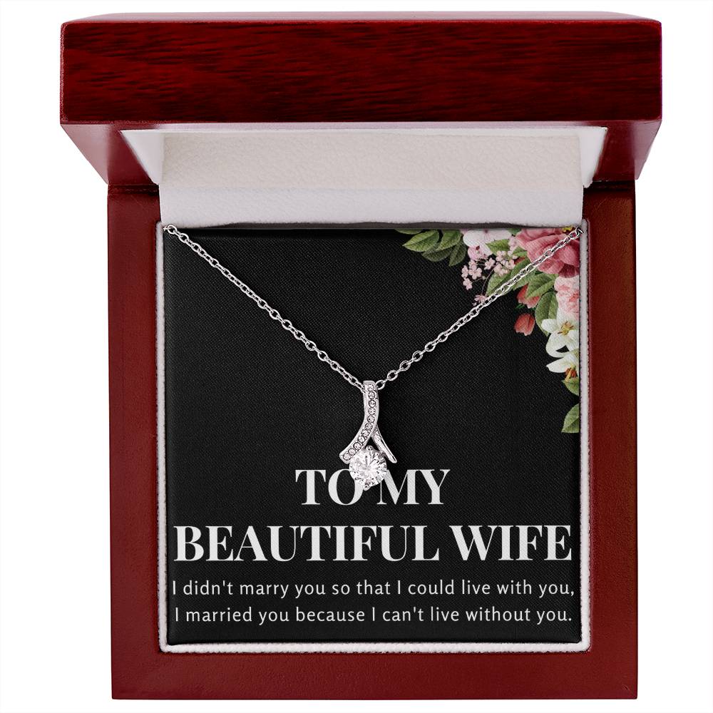 Enchanting Elegance Ribbon Necklace - To My Beautiful Wife