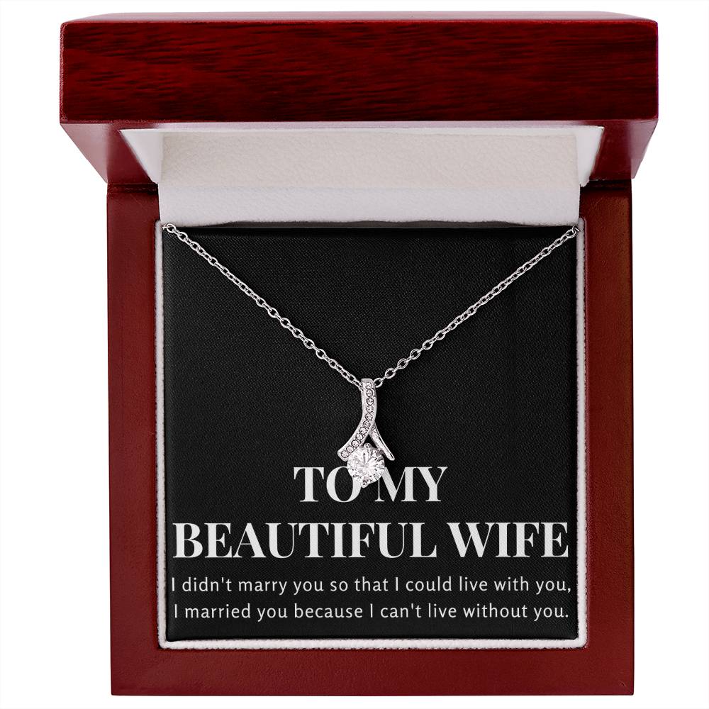 Enchanting Elegance Ribbon Necklace - To My Beautiful Wife - Flower Design