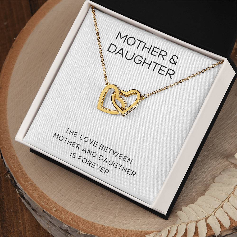 Interlocked Hearts Necklace - The Love Between Mother and Daughter - Classic Design