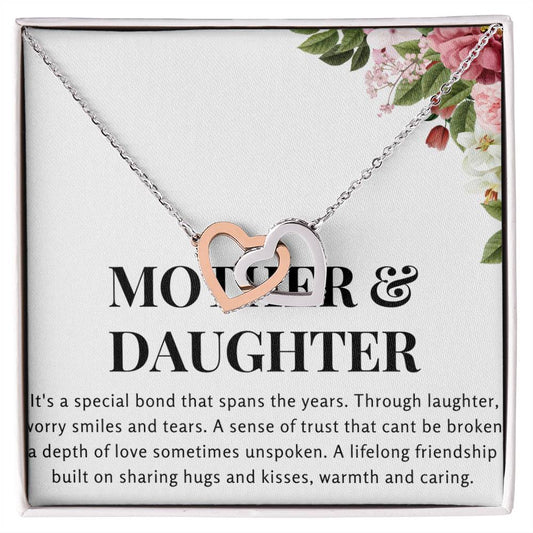 Interlocked Hearts Necklace - Mother & Daughter It's a Special Bond that Spans the Years