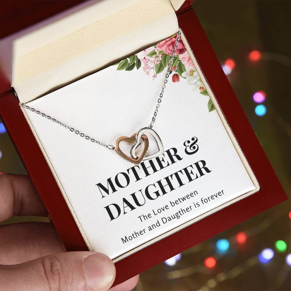 Interlocked Hearts Necklace - The Love Between Mother and Daughter