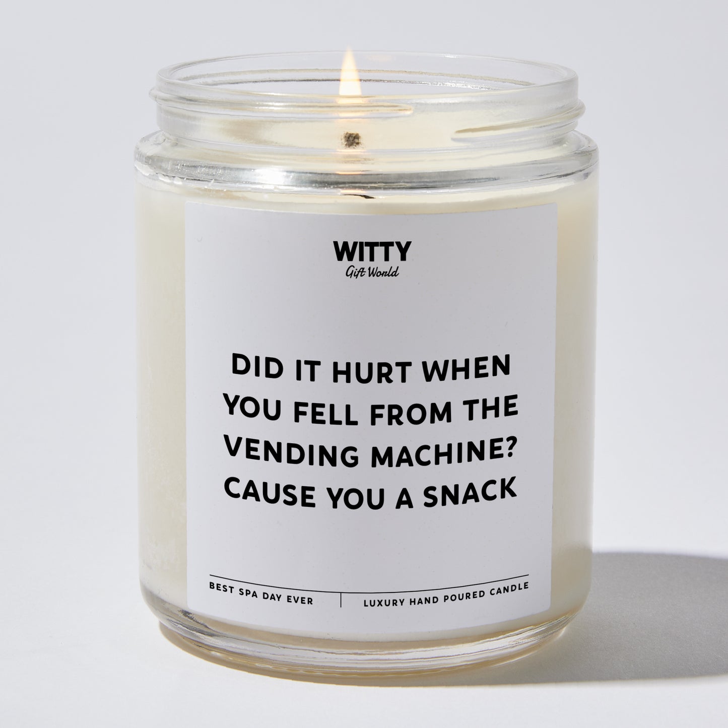 Anniversary Present - Did It Hurt When You Fell From the Vending Machine? Cause You a Snack - Candle