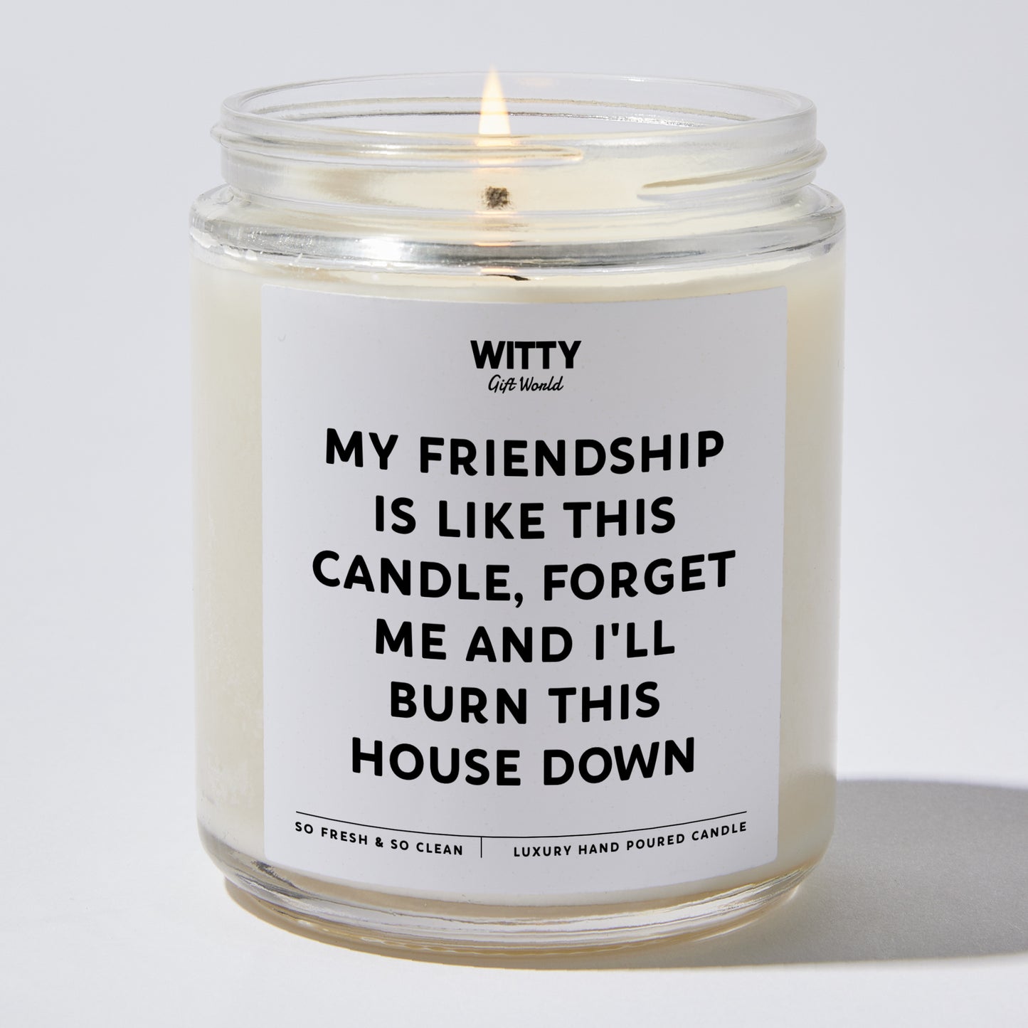 Fun Gift for Friends - My Friendship Is Like This Candle! Forget Me And I'll Burn This House Down - Candle