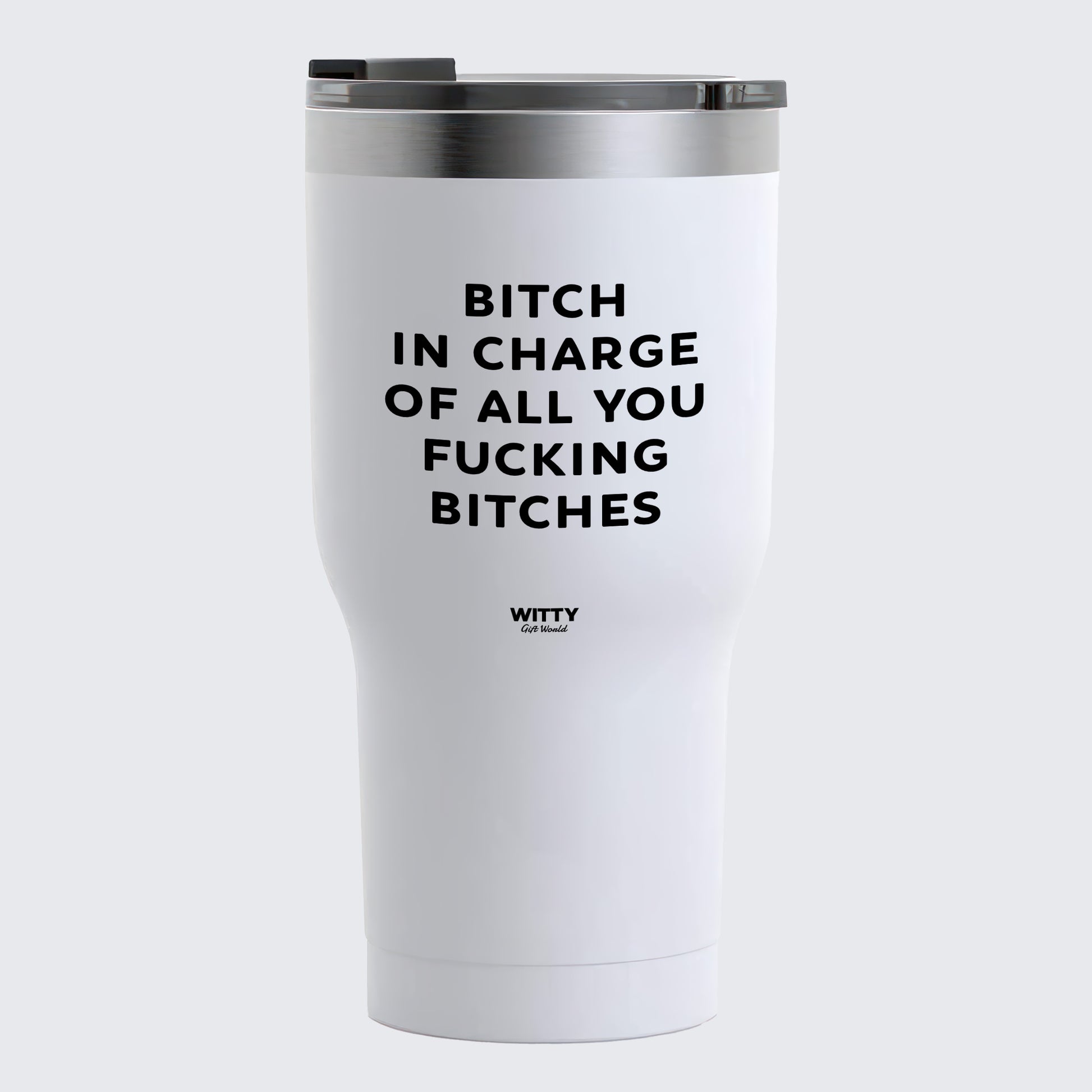 Travel Coffee Mug - Bitch in Charge of All You Fucking Bitches - Coffee Tumbler